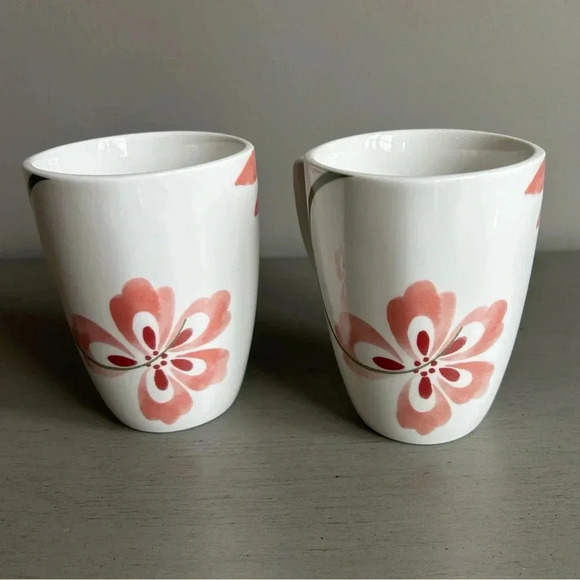 Correlle Coordinates Pretty Pink 12 oz Porcelain Mugs Coffee Floral White - Picture 3 of 7